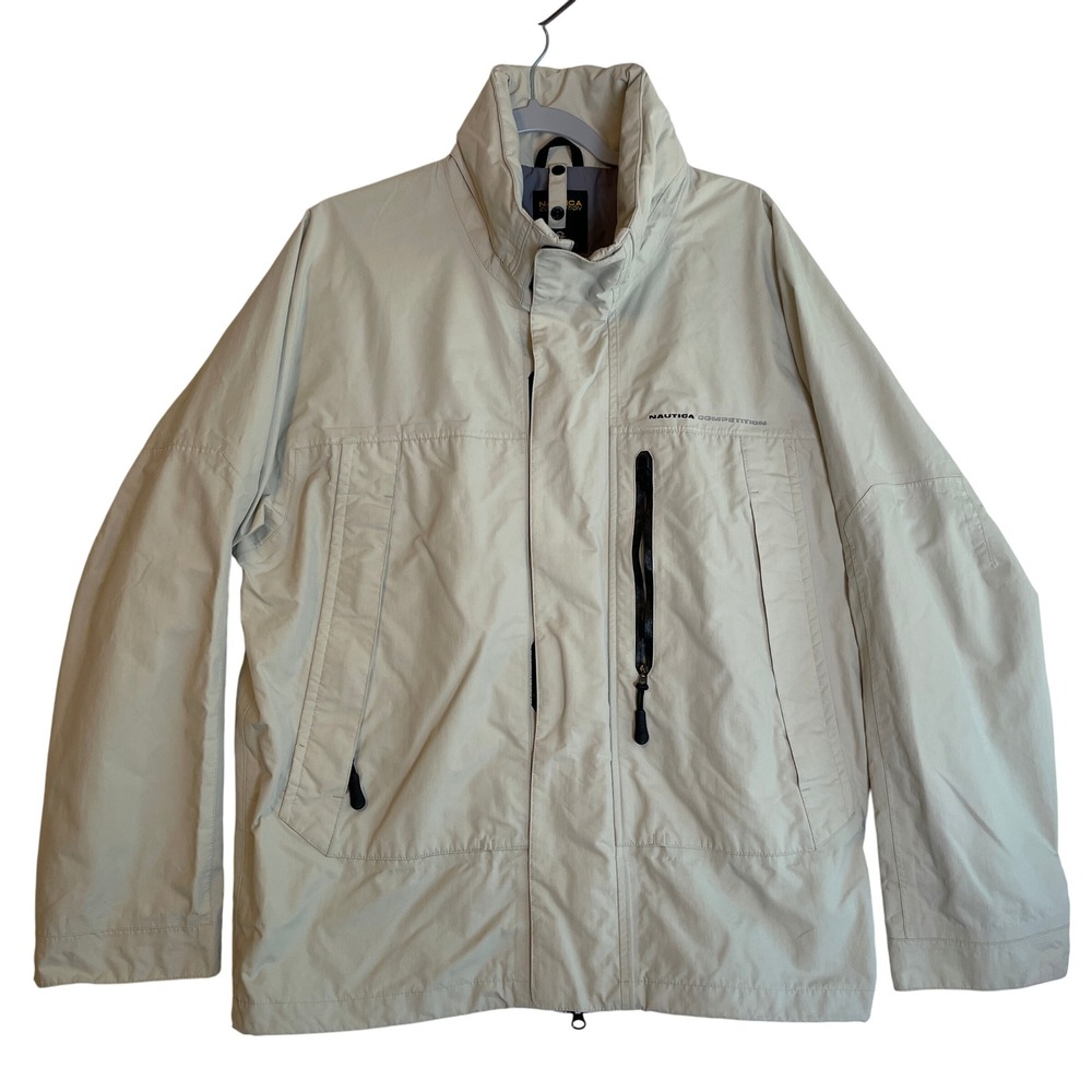 Nautica Competition NX4000 Jacket Men's Medium Beige Full Zip Windbreaker Coat